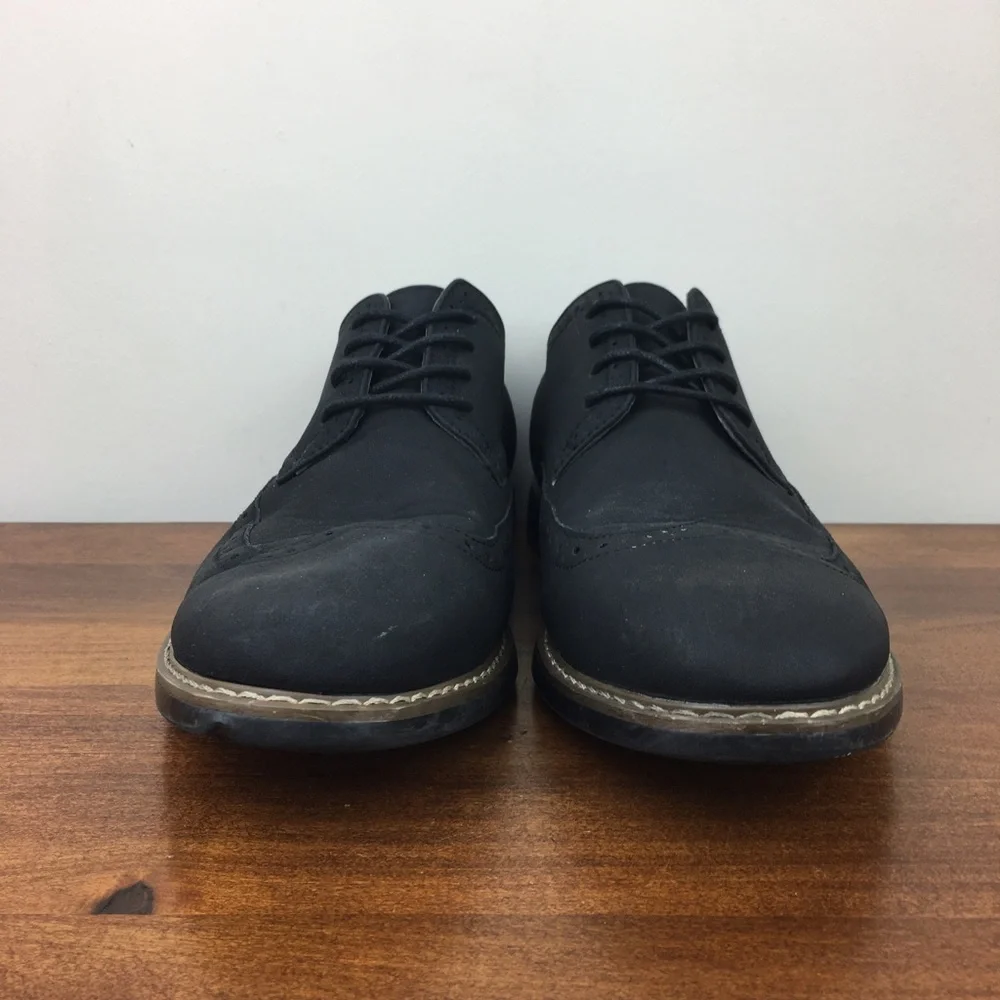 Reserved Footwear Men’s Black Faux Leather Wingtip Derby Oxford Shoes Size 10.5.